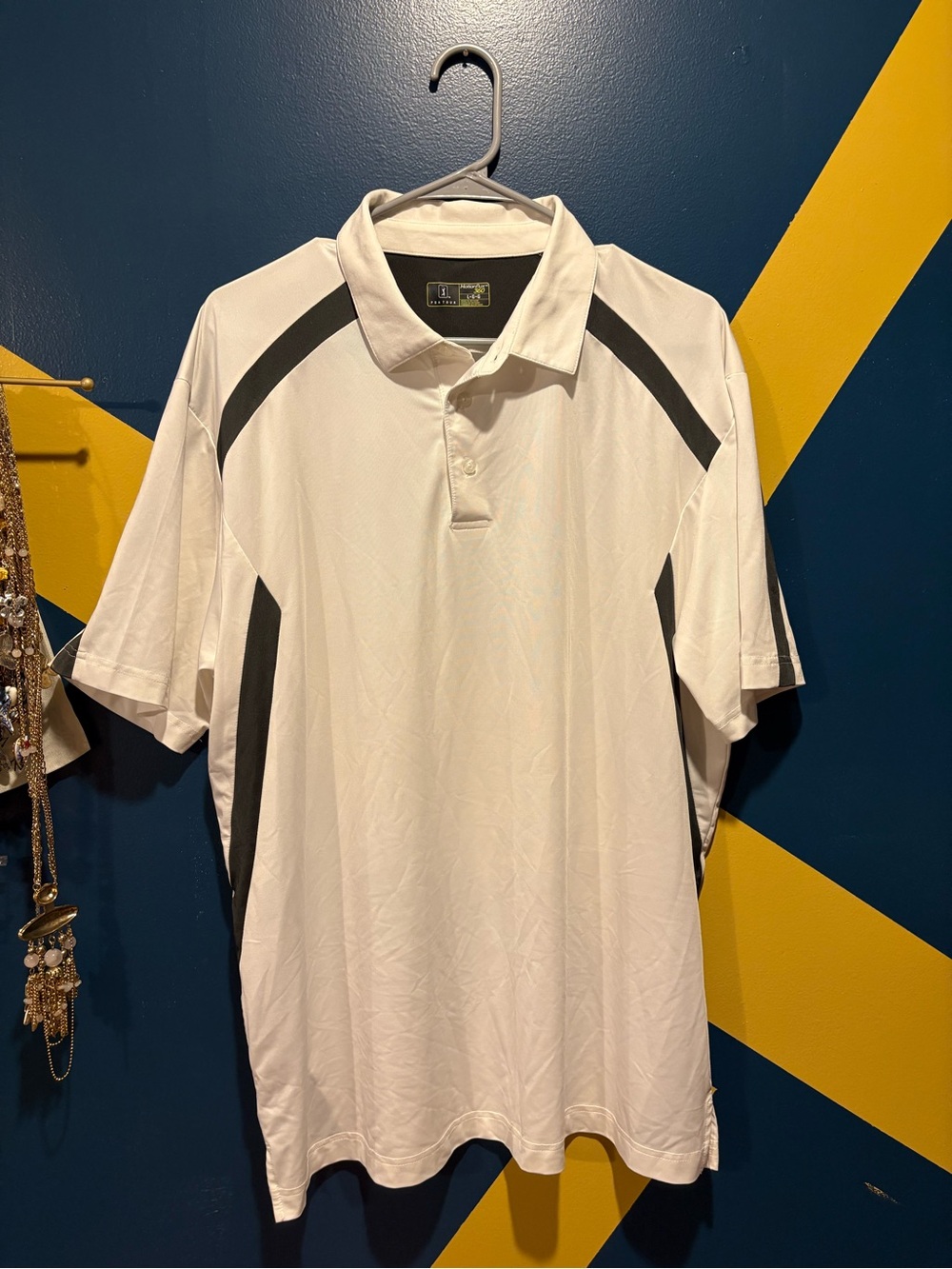 PGA Tour White & Black Short Sleeve Polo EUC